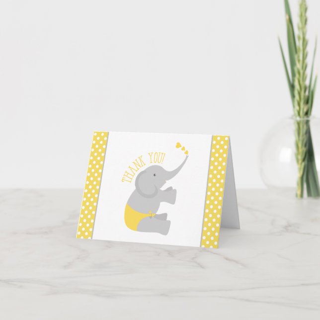 Merci Baby shower jaune doux à l'éléphant (Devant)