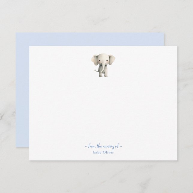 Merci Baby shower petit éléphant (Devant / Derrière)