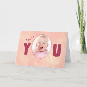 Merci Baptême Gift Pink, Carte de Personnaliser ph