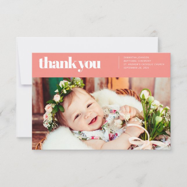 Merci Baptême photo moderne et simple (Devant)