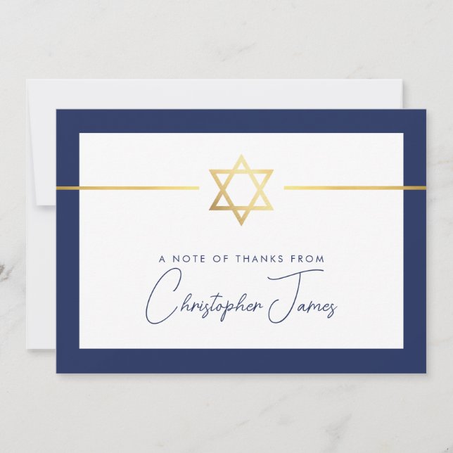 MERCI bar mitzvah or moderne étoile juive marine (Devant)