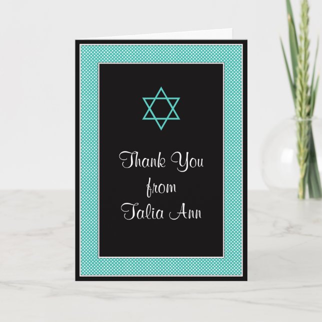 Merci Bat mitzvah Aqua Black Mini Polka Point (Devant)