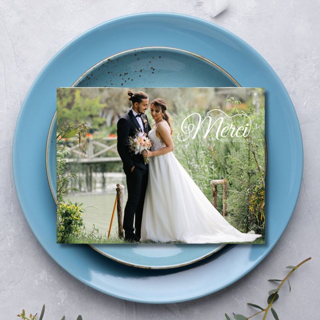 Merci Beacoup Favorite Mariage Jour Photo Carte Po (Merci Beacoup Favorite Wedding Day Photo Thank You Postcard)