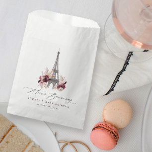 Merci Beaucoup Burgundy Floral Paris Baby Shower Favour Bag
