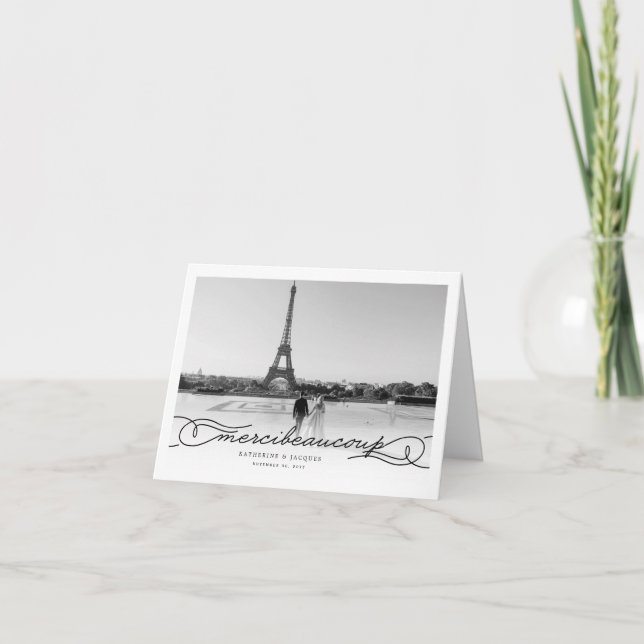 Merci Beaucoup Chic Script Photo Mariage Merci (Devant)