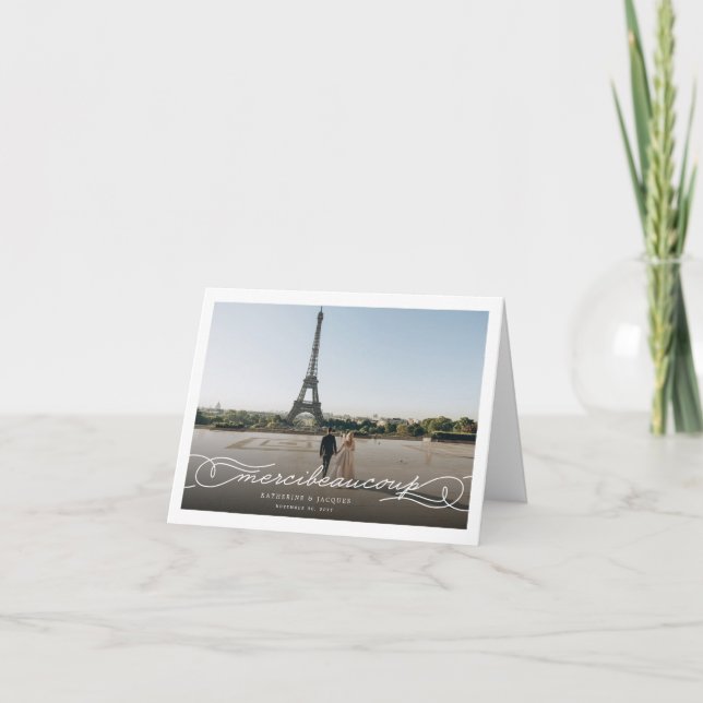 Merci Beaucoup Chic Script Photo Mariage Merci (Devant)