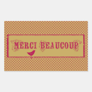 Merci Beaucoup Distressed Bird Art Sticker