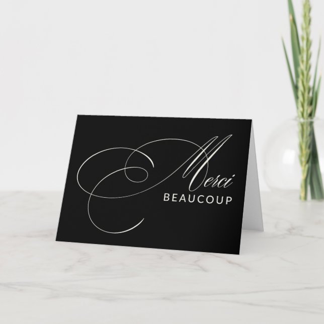 Merci Beaucoup Noir Élégant Calligraphie Merci (Devant)