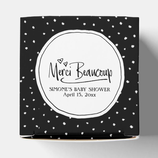 "Merci Beaucoup" Paris Personalized Baby Shower Favor Box (Top)