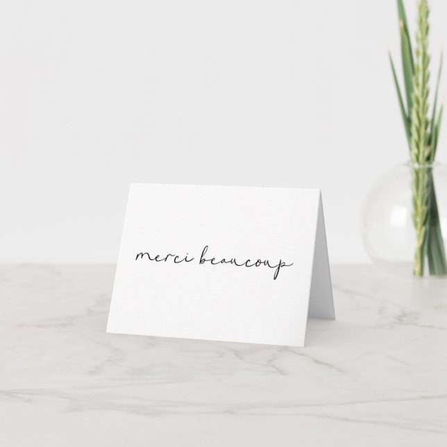 Merci Beaucoup Simple Minimalist Hand Lettering  Thank You Card (Front)