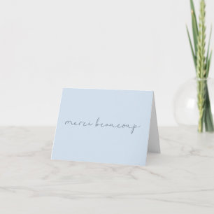 Merci Beaucoup Soft Blue Minimalist Hand Lettering Thank You Card