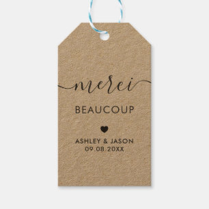Merci Beaucoup Tag, Wedding Thank You Tags, Kraft Gift Tags