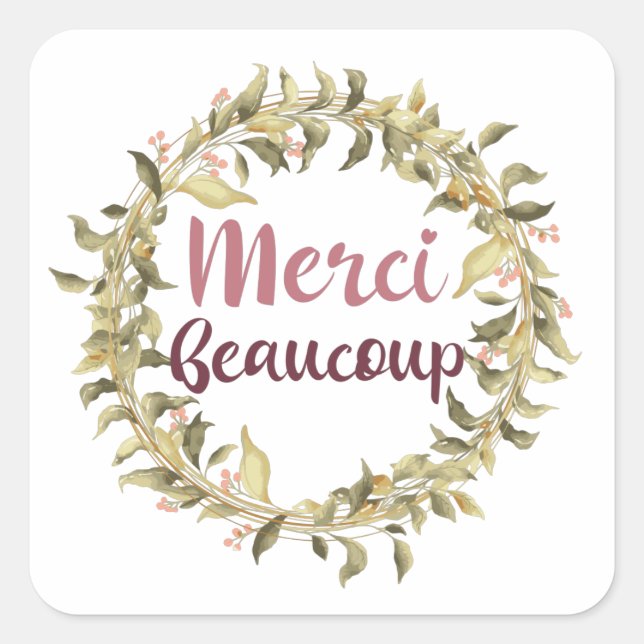 Merci Beaucoup Thank You French Square Sticker (Front)