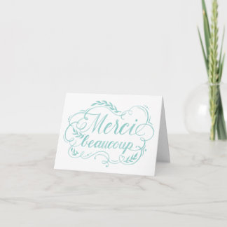 Merci Beaucoup Watercolor Lettering Thank You Card
