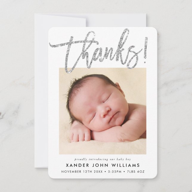 MERCI BÉBÉ écriture moderne minimale photo de bébé (Devant)