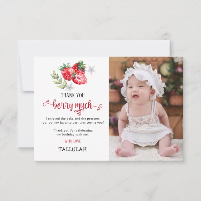 Merci 'Berry Many' Fraise photo Anniversaire (Devant)