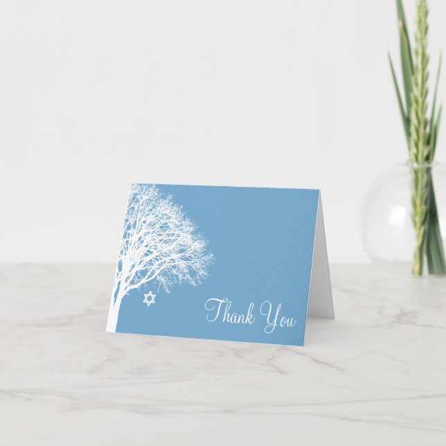 Merci blanc bleu de bat mitzvah de chêne d'hiver (Devant)