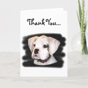 Merci blanc boxer chiot carte de voeux