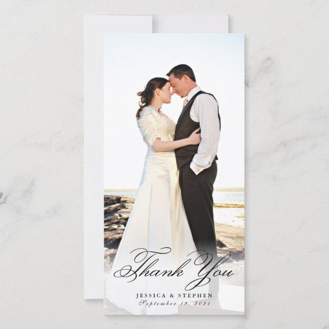 Merci blanc élégant simple Carte photo 8x4 (Devant)