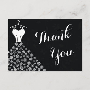 Merci blanc noir de robe de mariage de flocons de