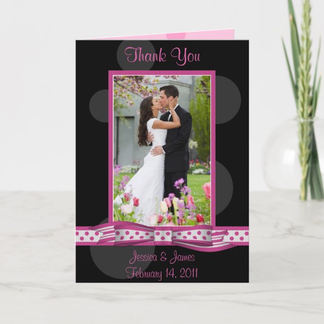 Merci blanc noir rose de photo de mariage de point (Devant)