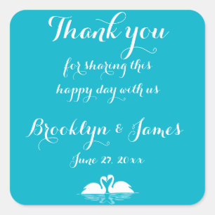 Merci Bleu Blanc Mariage Stickers Cygnes