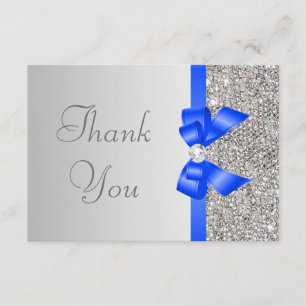 Merci bleu de mariage d'arc de diamant argenté de