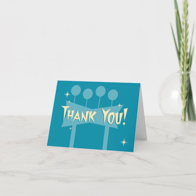 Merci bleu rétro Carte pour notes : panneau de Bow (Devant)