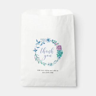 Merci bleu violet floral Mariage Favor Sacs