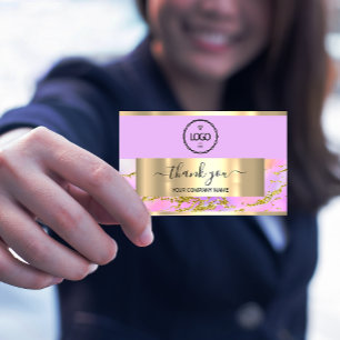 Merci Business Insert Carte Holographe rose