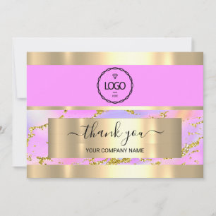 Merci Business Insert Carte Holographe Rose Or