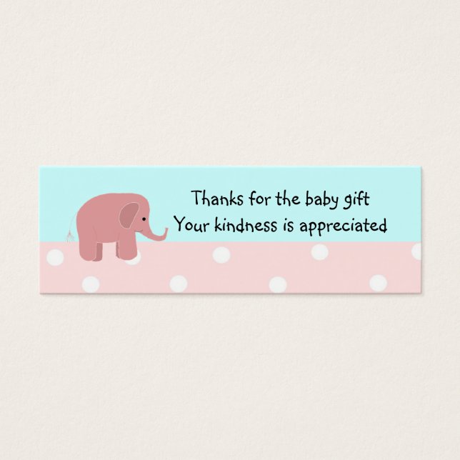 Merci cadeau bébé Eléphant rose (Devant)