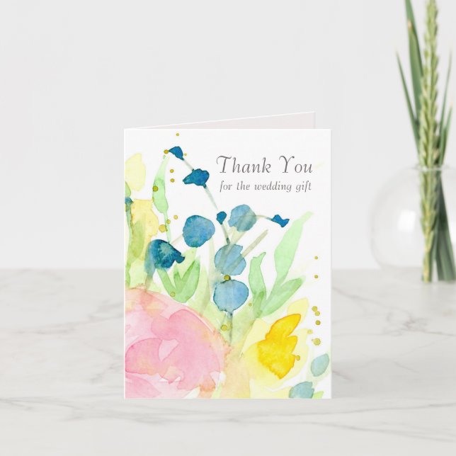Merci cadeau mariage Fleurs roses (Devant)