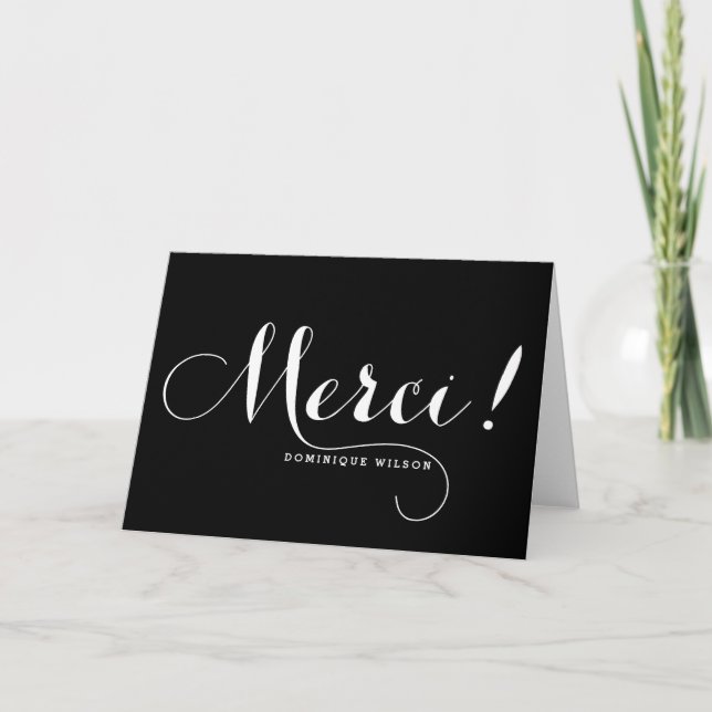 Merci | Calligraphie fantaisiste Carte de remercie (Devant)