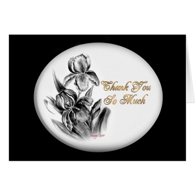 Merci carte de note, Iris croquis (Devant Horizontal)