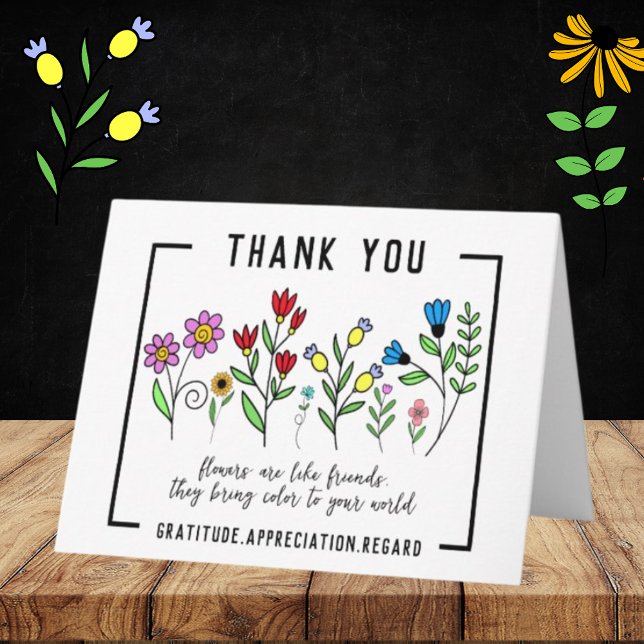 Merci. Carte de remerciements de citation de fleur (Créateur téléchargé)