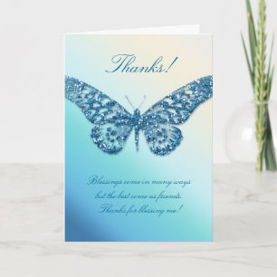 Merci Carte de voeux Papillon bleu