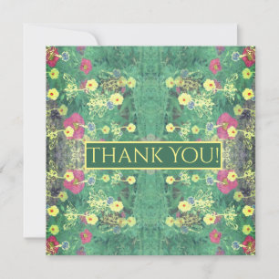 "Merci" carte florale verte
