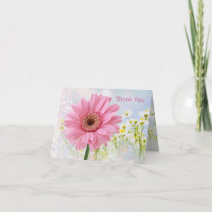 Merci, carte marguerite rose Gerbera