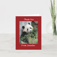 Merci Carte Note, Panda Géant, Personnalisé Rouge