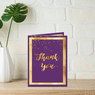 Merci carte photo anniversaire confetti or violet