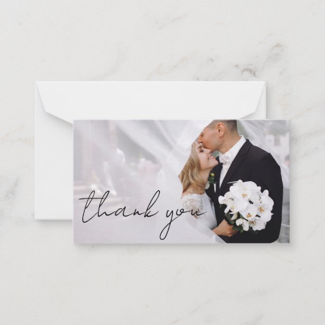 merci carte photo mariage script moderne (Devant)