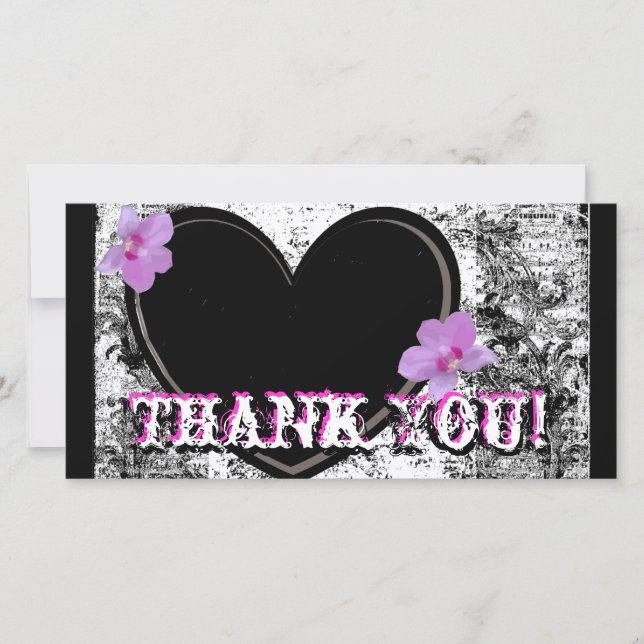 Merci Carte photo, noir, blanc, rose (Devant)