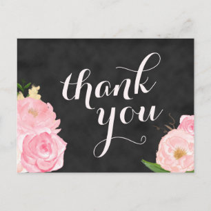 merci carte postale   chalkboard rose floral