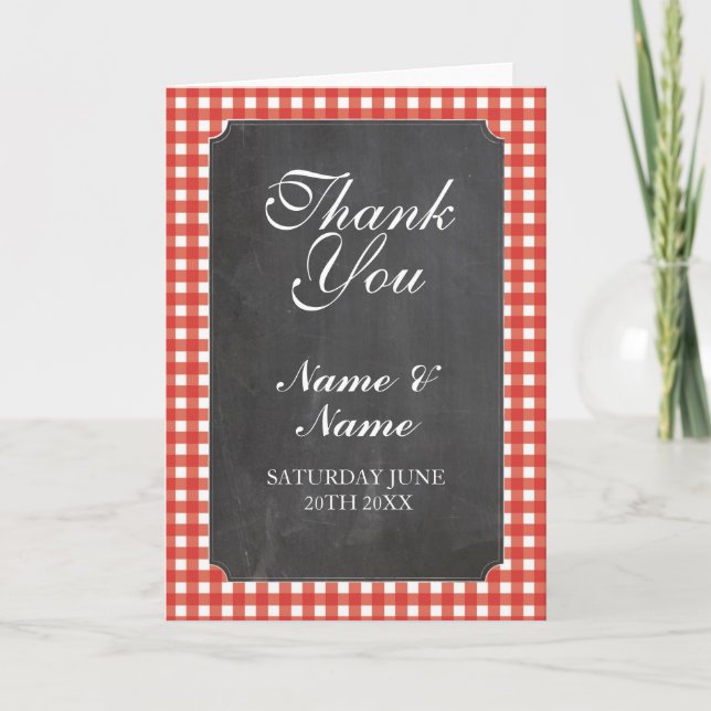 Merci Cartes Bridal Red Check Mariage Chalk (Devant)