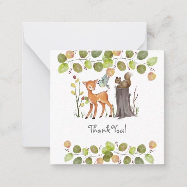 Merci Cartes de notes Animaux des bois (Devant)
