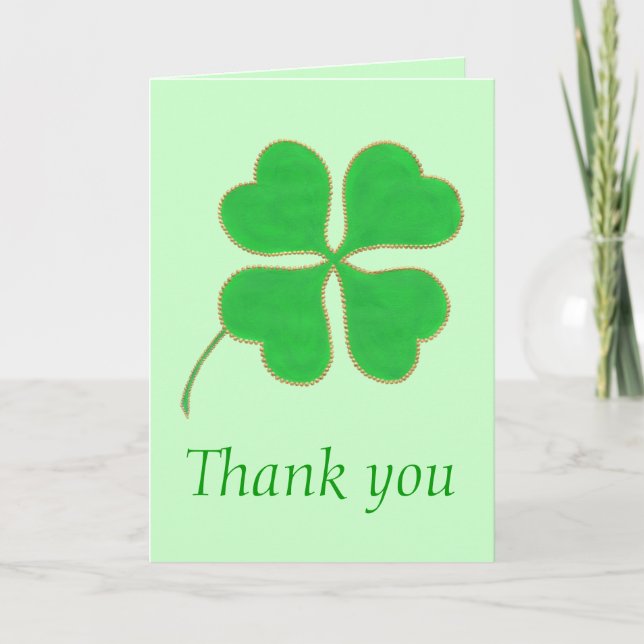 Merci, Cartes de Remerciement Mariage Green Shamro (Devant)