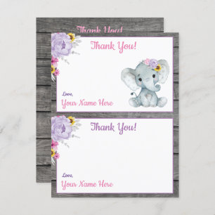 Merci Cartes Elephant Rose Jaune Violet