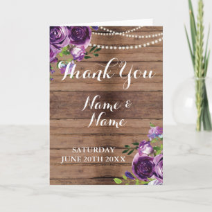 Merci Cartes Purple Wood Flowers Mariage