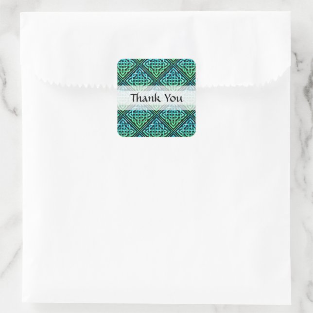 Merci Celtic Knot - Bleu Vert Carré Stickers (Sac)